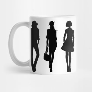 Silhouette of fashion girls Mug